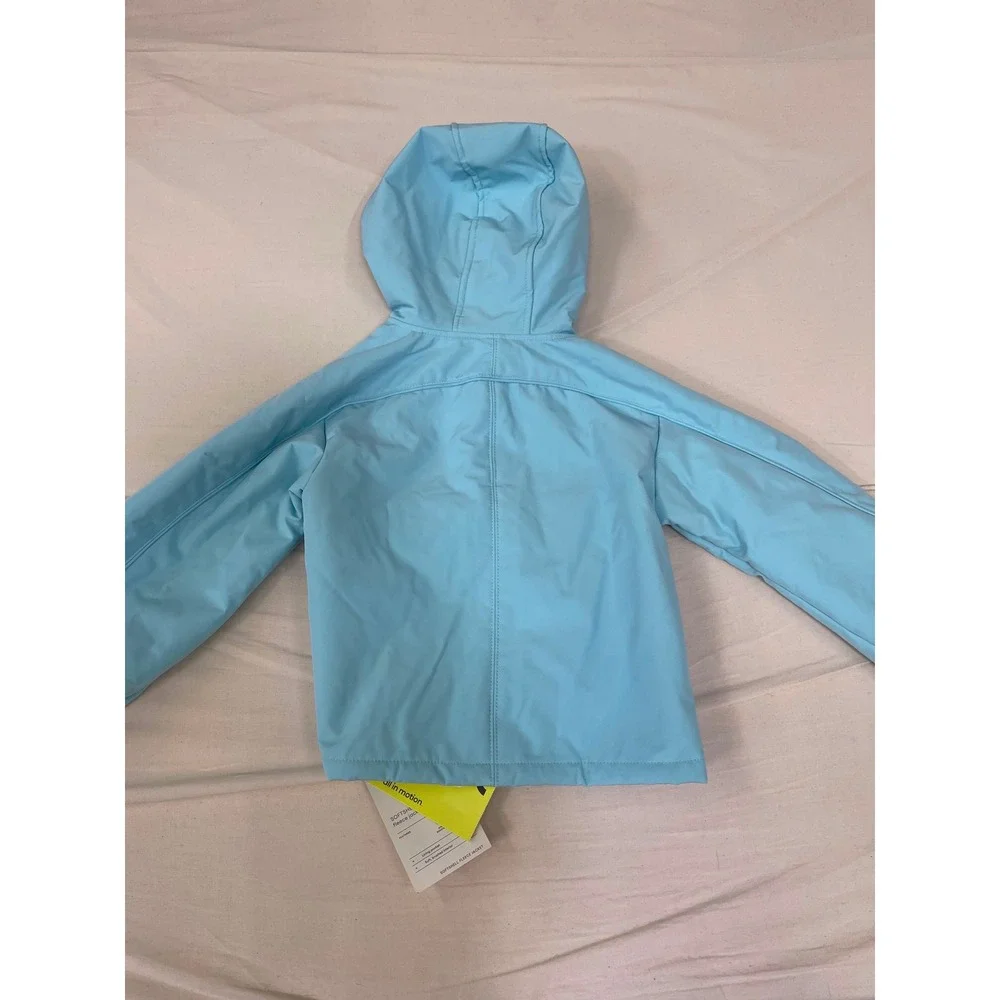All In Motion Kids Softshell Fleece Jacket Light Blue Hooded Full Zip S 6/7